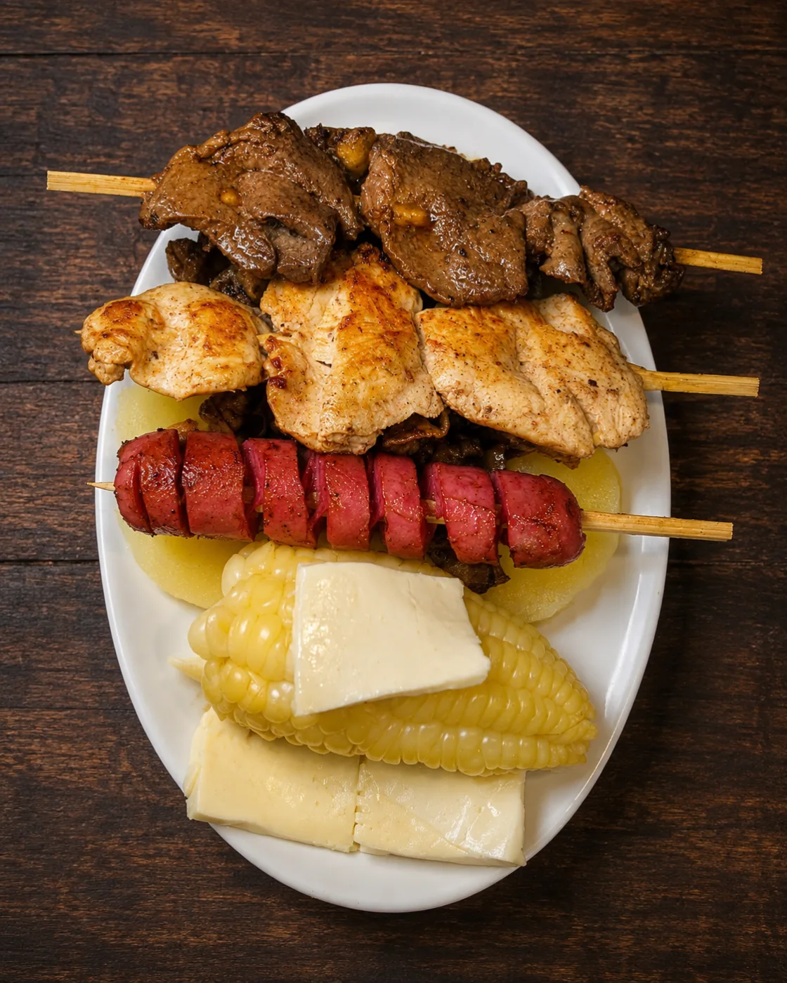 Anticucho mixto S/20